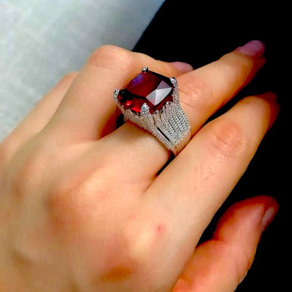 ✨Fire Ruby Ring / Art Deco Style ✨✨ - Picture 3 of 4